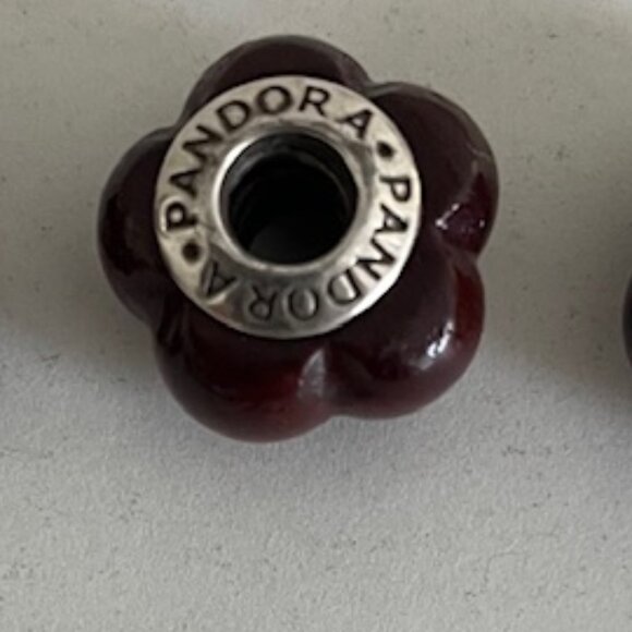 Pandora Set of 4 Retired Carved Scalloped Wooden Charm - Picture 2 of 2